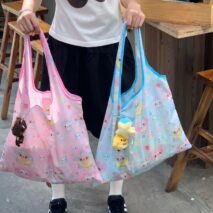 Kawaii Angel Kitten Bear Portable Folding Shoulder Bag - ArtGalleryZen