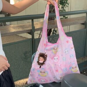 Kawaii Angel Kitten Bear Portable Folding Shoulder Bag - ArtGalleryZen