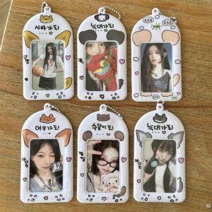 Kawaii Animal Photocard Holder Keychain - PVC Card Organizer Pouch - ArtGalleryZen