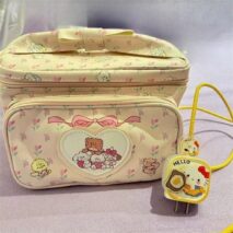 Kawaii Anime Mikko Leather Multi-Layer Makeup Bag Portable Travel Large Capacity Storage Bag - ArtGalleryZen