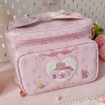 Kawaii Anime Mikko Leather Multi-Layer Makeup Bag Portable Travel Large Capacity Storage Bag - ArtGalleryZen