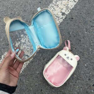 Kawaii Bear Doll Clear Display Keychain Bag - Cute Photocard Holder - ArtGalleryZen