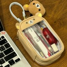 Kawaii Bear Doll Clear Display Keychain Bag - Cute Photocard Holder - ArtGalleryZen