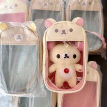 Kawaii Bear Doll Clear Display Keychain Bag - Cute Photocard Holder - ArtGalleryZen