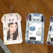 Kawaii Bear House Photocard Holder Keychain Kpop Card Display Bag - ArtGalleryZen
