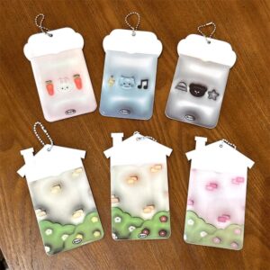 Kawaii Bear House Photocard Holder Keychain Kpop Card Display Bag - ArtGalleryZen