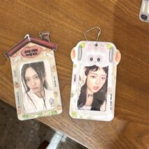 Kawaii Bear House Photocard Holder Keychain Kpop Card Display Bag - ArtGalleryZen