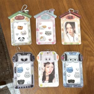 Kawaii Bear House Photocard Holder Keychain Kpop Card Display Bag - ArtGalleryZen