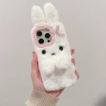 Kawaii Bowknot Bunny Plush Furry iPhone Case - ArtGalleryZen