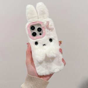 Kawaii Bowknot Bunny Plush Furry iPhone Case - ArtGalleryZen