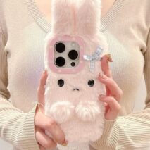 Kawaii Bowknot Bunny Plush Furry iPhone Case - ArtGalleryZen