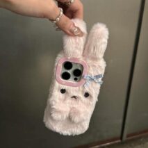 Kawaii Bowknot Bunny Plush Furry iPhone Case - ArtGalleryZen