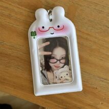 Kawaii Bunny Clover Photocard Holder Keychain PVC Card Display Bag - ArtGalleryZen