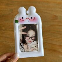 Kawaii Bunny Clover Photocard Holder Keychain PVC Card Display Bag - ArtGalleryZen
