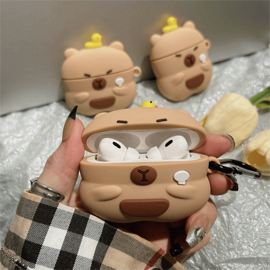 Kawaii Capybara Duck Silicone AirPods Earphone Case - ArtGalleryZen