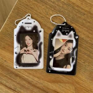 Kawaii Cat Paw Photocard Holder Keychain - Cute Kpop Card Display Bag - ArtGalleryZen