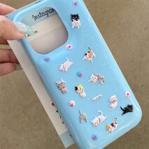 Kawaii Colorful Relief Kitten Sticker iPhone Case - ArtGalleryZen