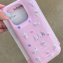 Kawaii Colorful Relief Kitten Sticker iPhone Case - ArtGalleryZen