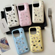 Kawaii Colorful Relief Kitten Sticker iPhone Case - ArtGalleryZen