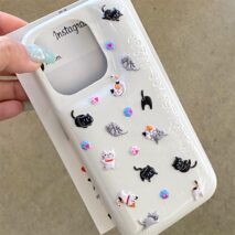 Kawaii Colorful Relief Kitten Sticker iPhone Case - ArtGalleryZen