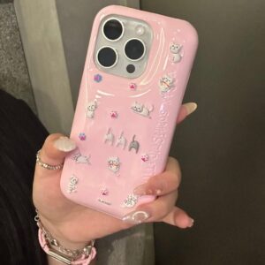 Kawaii Colorful Relief Kitten Sticker iPhone Case - ArtGalleryZen