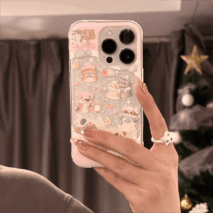 Kawaii Floating Snow Kitten Puppy Sticker iPhone Case - ArtGalleryZen
