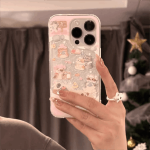 Kawaii Floating Snow Kitten Puppy Sticker iPhone Case - ArtGalleryZen
