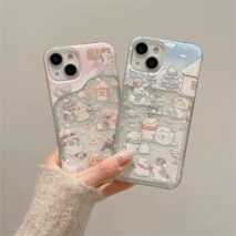 Kawaii Floating Snow Kitten Puppy Sticker iPhone Case - ArtGalleryZen