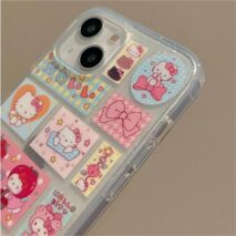 Kawaii Handmade Hello Kitty Sticker iPhone Case With Phone Chain - ArtGalleryZen