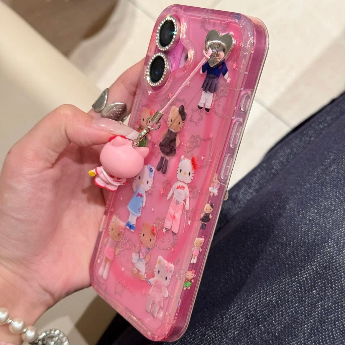 Kawaii Hello Kitty Laser iPhone Case With Charm - ArtGalleryZen