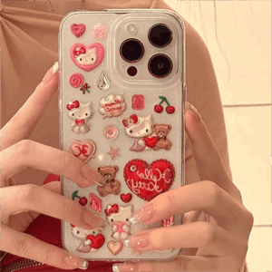 Kawaii Hello Kitty Sticker iPhone Case - ArtGalleryZen