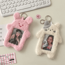 Kawaii Kitten Rabbit Kpop Keychain Plush Photocard Holder - ArtGalleryZen