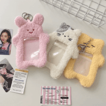Kawaii Kitten Rabbit Kpop Keychain Plush Photocard Holder - ArtGalleryZen
