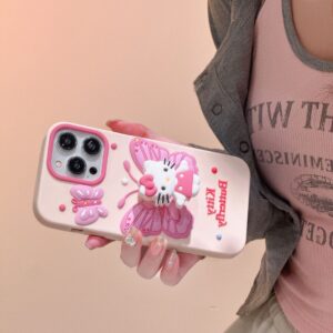 Kawaii Kitty Butterfly iPhone Case - ArtGalleryZen
