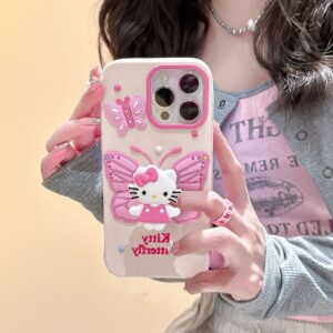 Kawaii Kitty Butterfly iPhone Case - ArtGalleryZen