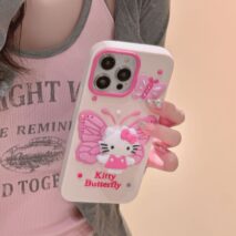 Kawaii Kitty Butterfly iPhone Case - ArtGalleryZen