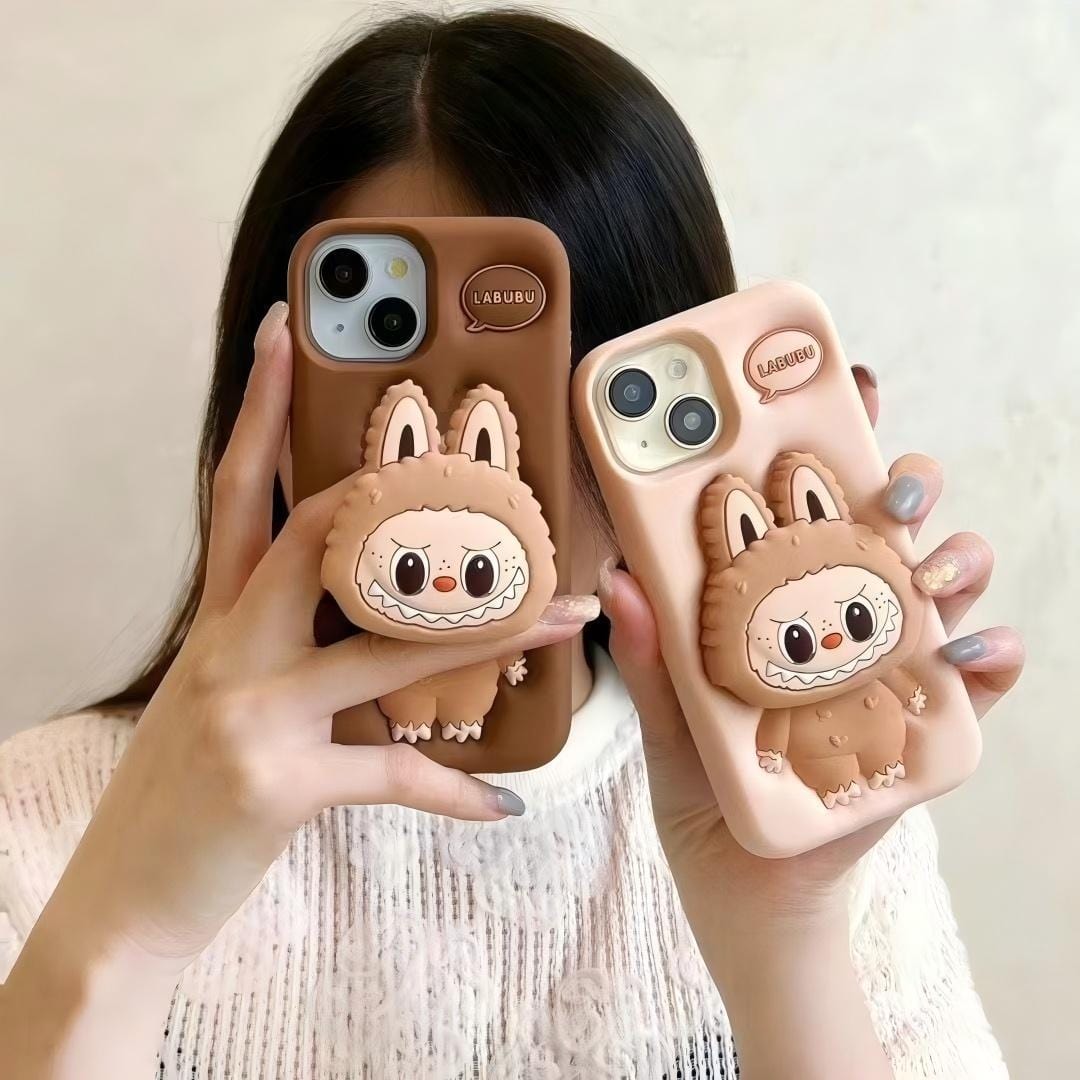 Kawaii Labubu Silicone Stand iPhone Case - ArtGalleryZen