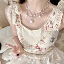 Kawaii Layered Star Tassel Hello Kitty Ball Chain Necklace - ArtGalleryZen
