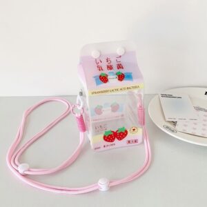 Kawaii Milk Carton Clear Display Bag - Crossbody Doll Holder Purse - ArtGalleryZen