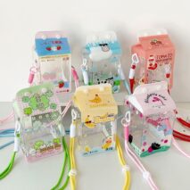 Kawaii Milk Carton Clear Display Bag - Crossbody Doll Holder Purse - ArtGalleryZen