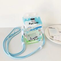 Kawaii Milk Carton Clear Display Bag - Crossbody Doll Holder Purse - ArtGalleryZen