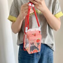 Kawaii Milk Carton Clear Display Bag - Crossbody Doll Holder Purse - ArtGalleryZen