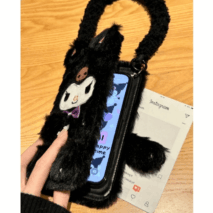 Kawaii My Melody Kuromi Plush Flip iPhone Case With Lanyard - ArtGalleryZen