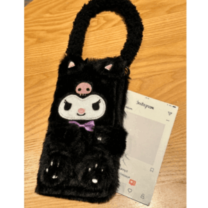 Kawaii My Melody Kuromi Plush Flip iPhone Case With Lanyard - ArtGalleryZen