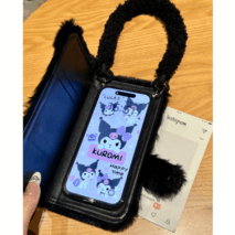 Kawaii My Melody Kuromi Plush Flip iPhone Case With Lanyard - ArtGalleryZen