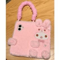 Kawaii My Melody Kuromi Plush Flip iPhone Case With Lanyard - ArtGalleryZen