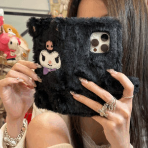 Kawaii My Melody Kuromi Plush Flip iPhone Case With Lanyard - ArtGalleryZen