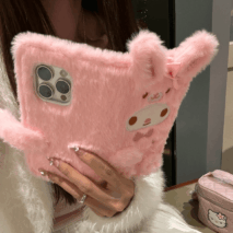 Kawaii My Melody Kuromi Plush Flip iPhone Case With Lanyard - ArtGalleryZen