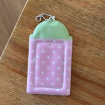 Kawaii Pastel Photocard Holder Keychain - Cute Cartoon Style Card Display - ArtGalleryZen