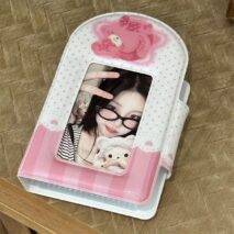 Kawaii Pastel Pink Bunny Seal 3 Inch Mini Photocard Album Holder - ArtGalleryZen